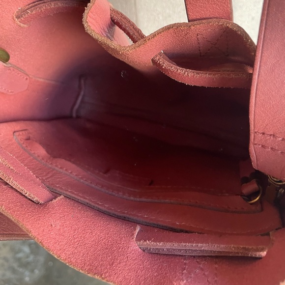 Madewell Pink Leather Drawstring Tote - Picture 4 of 5